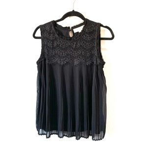 anne taylor loft M Sleeveless Black lace Blouse